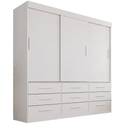 Guarda Roupa New Star Casal Sem Espelho E Pes 3 Portas 9 Gavetas Salleto Branco 24291