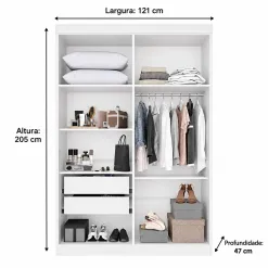 Guarda Roupa Recife Salleto 4 Portas Sem Espelho E Pes Solteiro 2 Gavetas 93827