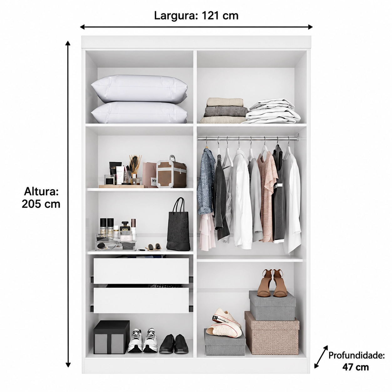 Guarda Roupa Recife Salleto 4 Portas Sem Espelho E Pes Solteiro 2 Gavetas 93827