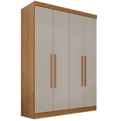 Guarda Roupa Recife Salleto 4 Portas Sem Espelho E Pes Solteiro 2 Gavetas Cinamomo Off White 85503