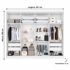 Guarda Roupa Recife Salleto 8 Portas Sem Espelho E Pes Casal 4 Gavetas 60349