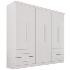 Guarda Roupa Texas Premium Sem Espelho E Pes Casal 6 Portas 4 Gavetas Salleto Branco 16175