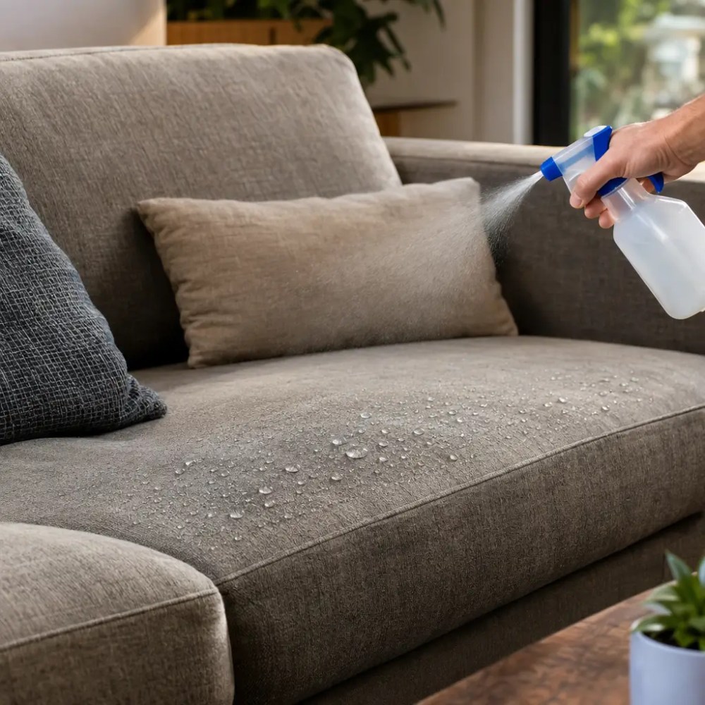 Impermeabilização de sofá: vale a pena? Sofá com gotas de proteção