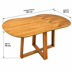 Mesa Ibiza Organica 135x90cm Sem Vidro Minas Plac 20501