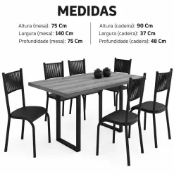 Mesa Mariana 140cm Com 6 Cadeiras Galaxy Paonanda 69617