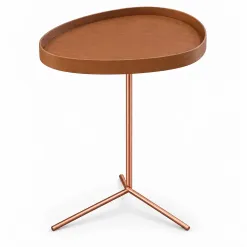 Mesa De Apoio Organica Couro Jb Bechara Castanho Bronze 94843