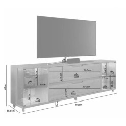 Rack Orion Para Tv Ate 70 Polegadas 2 Portas Em Vidro Reflecta Com Led E 2 Gavetas Jcm 46132