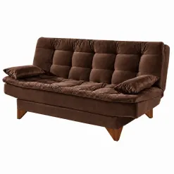Sofa Cama Agatha Plus Casal 3 Lugares Com Encosto Reclinavel Aifos Marrom 27881