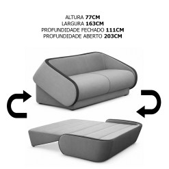 Sofa Cama Multy 2 Lugares Em Linho 163cm Gralha Azul 51081