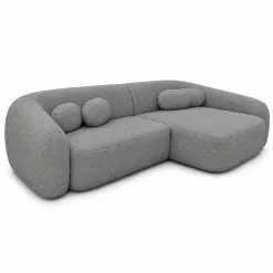 Sofa Chelles 3376 Com Chaise Em Linho 4 Lugares 240cm Gralha Azul Cinza 66264