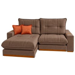 Sofa Estrela 290cm Em Veludo 4 Lugares Retratil E Reclinavel Uniao Marrom 39132