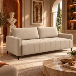Sofa Living Lion Nero Em Linho 3 Lugares Com Almofadas Soltas 205cm Viero 30681